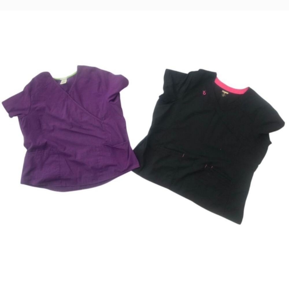 Women's Purple and Black V-Neck Tops